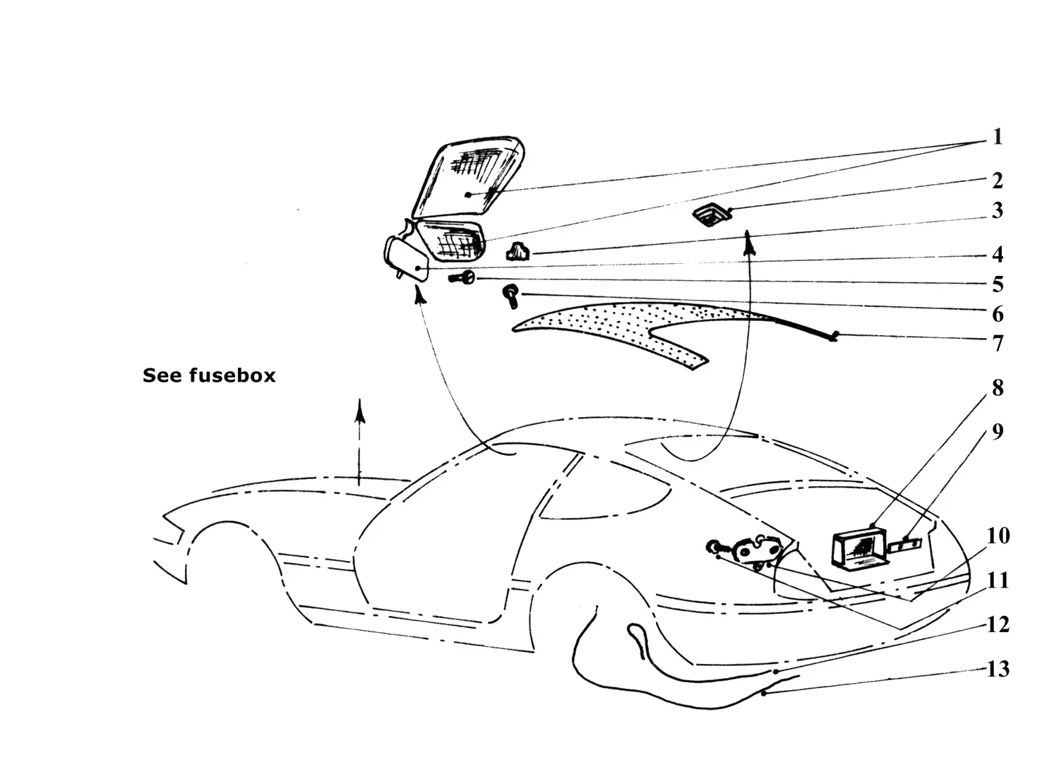 Ferrari 365 GTB4 (Daytona) System Electrics exploded diagram