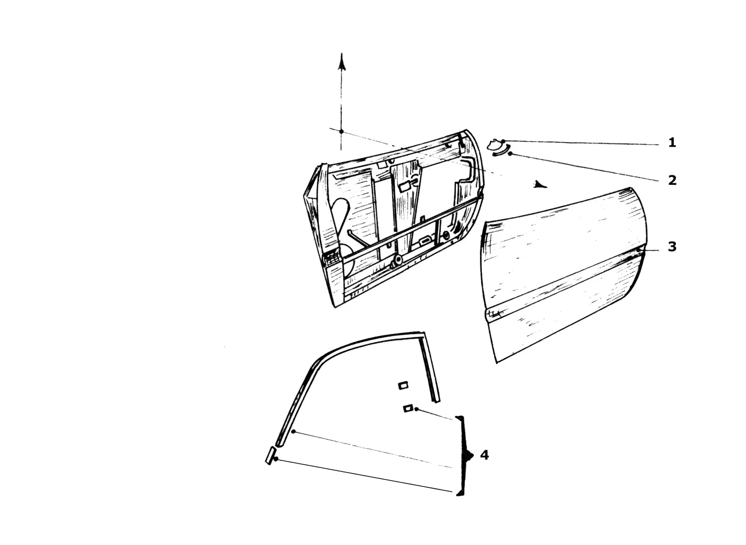 Ferrari 365 GTB4 (Daytona) Door Skin exploded diagram