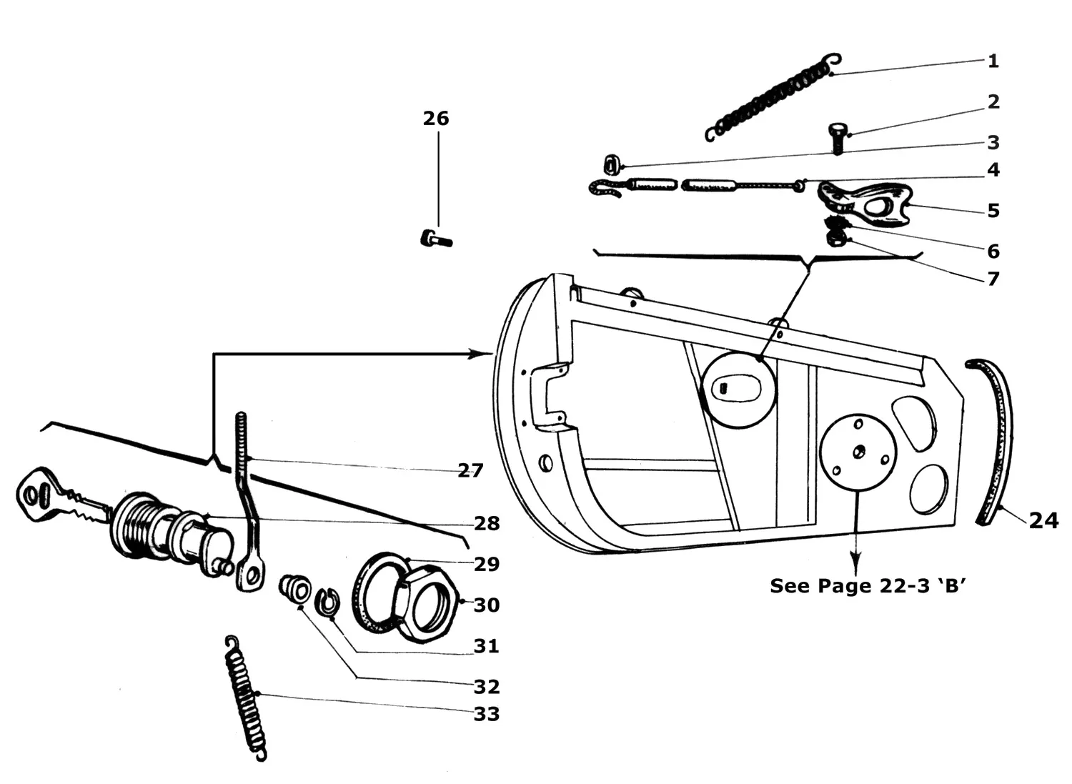 Ferrari 365 GTB4 (Daytona) Door Lock & Inner Handle exploded diagram