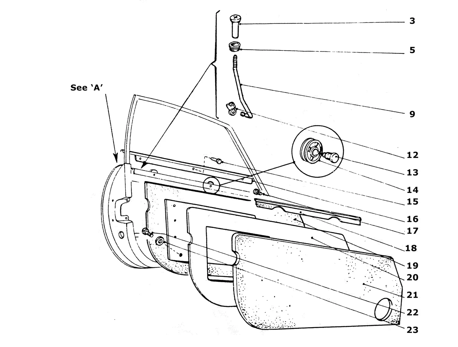 Ferrari 365 GTB4 (Daytona) Door Frame exploded diagram