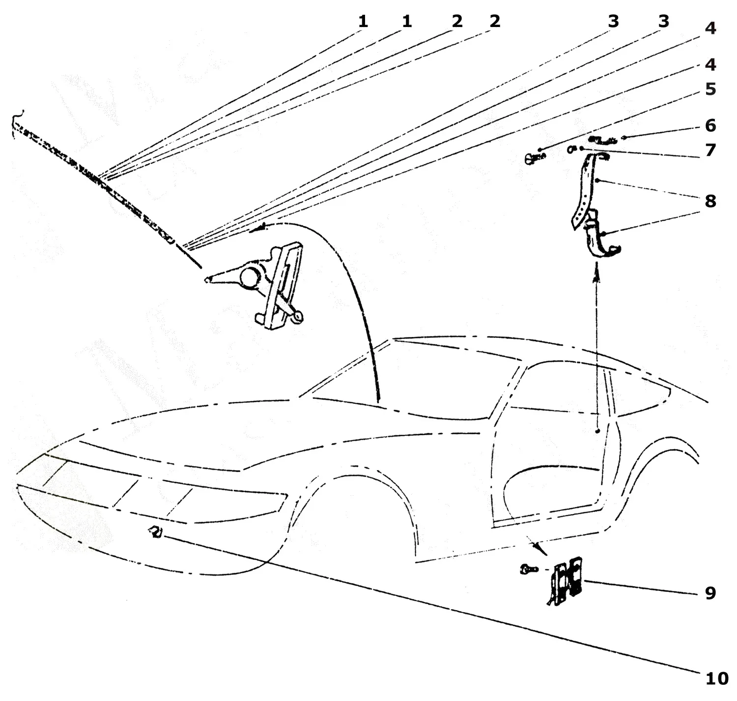 Ferrari 365 GTB4 (Daytona) Interior Fittings exploded diagram