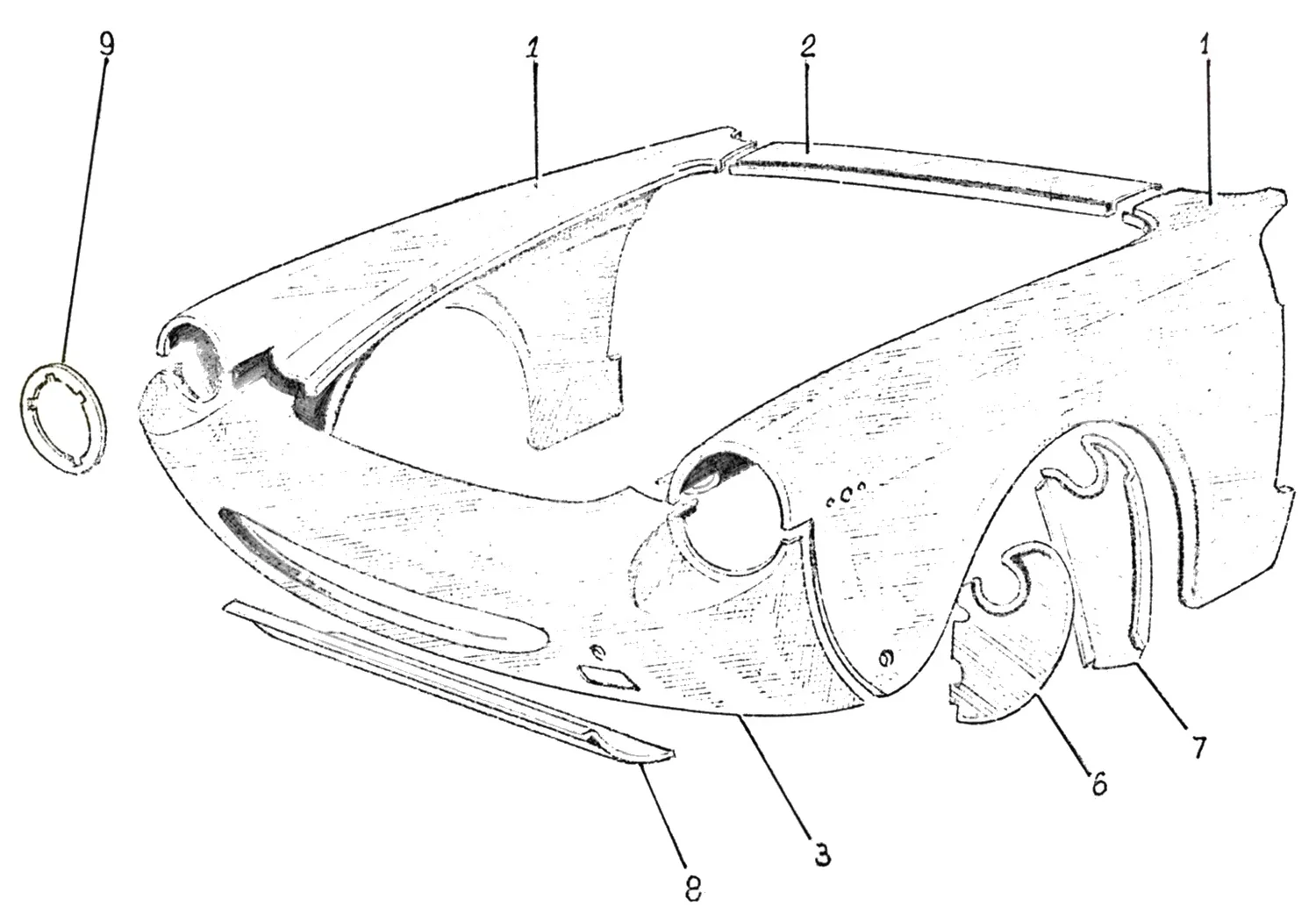 Ferrari 365 GTC Front Body Panels (Late) exploded diagram