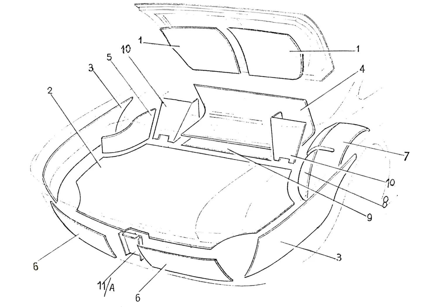 Ferrari 365 GTC Boot/Trunk Carpets exploded diagram