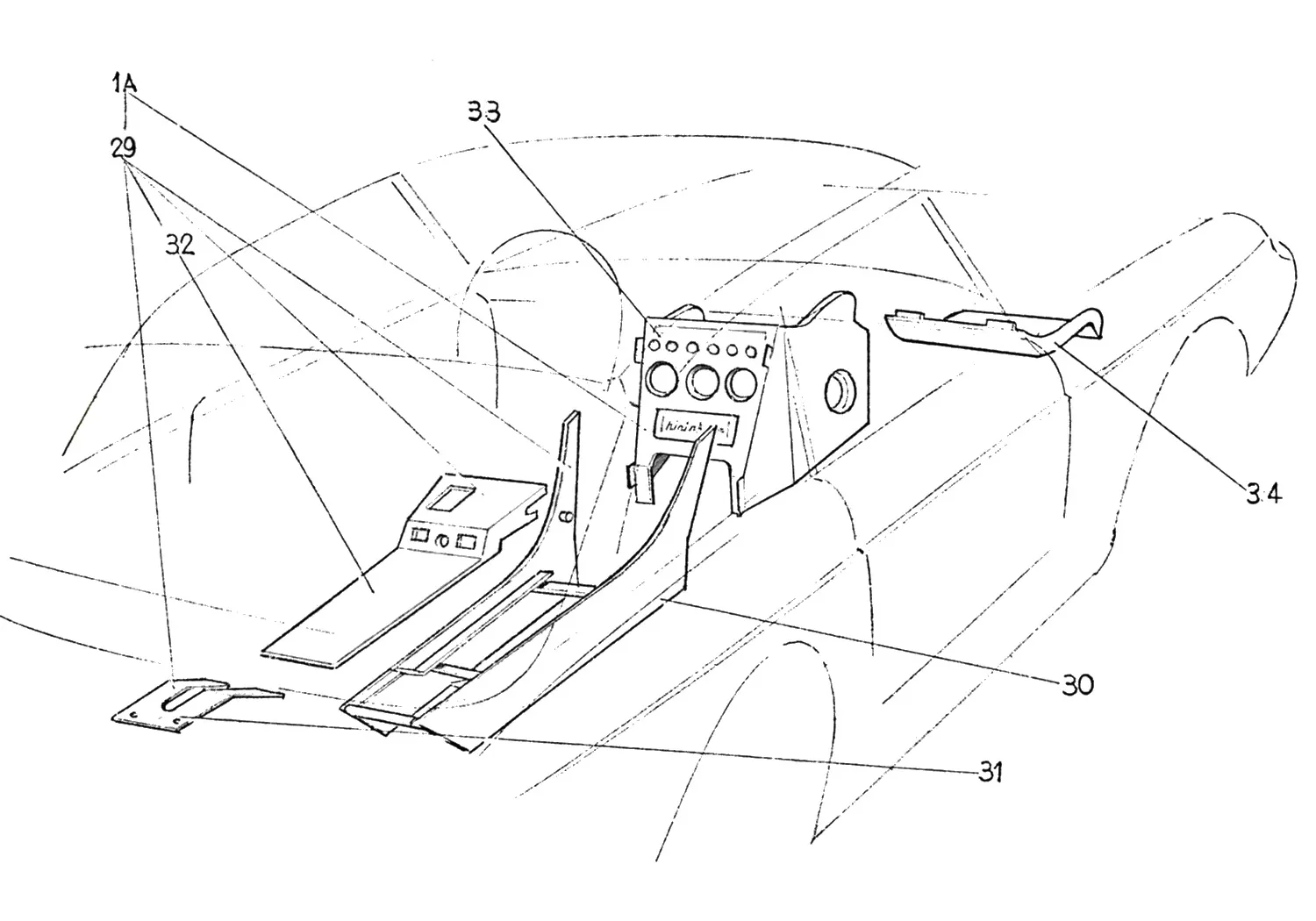 Ferrari 365 GTC Interior Cabinet Accessories exploded diagram