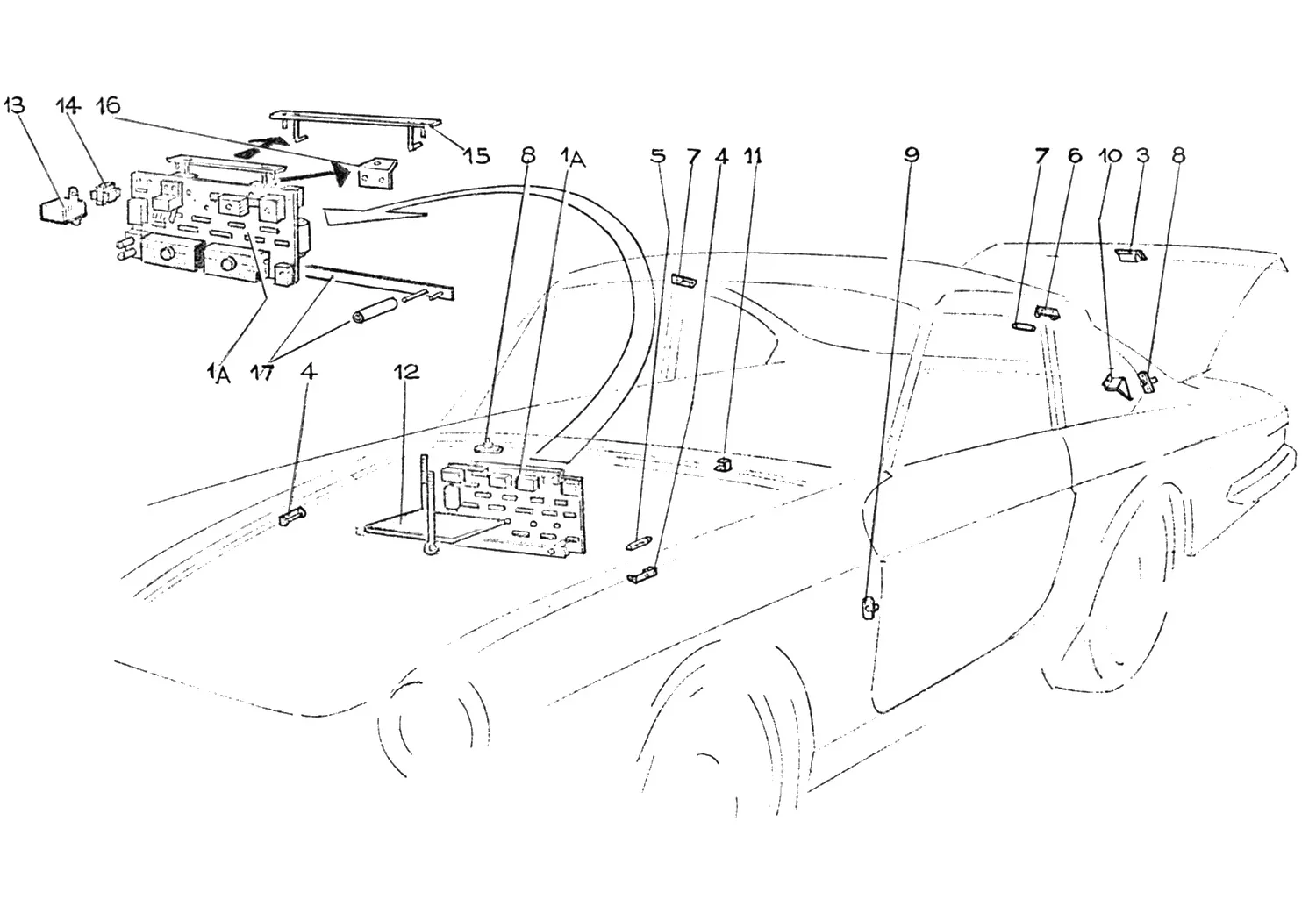 Ferrari 365 GTC System Electrics 365 exploded diagram