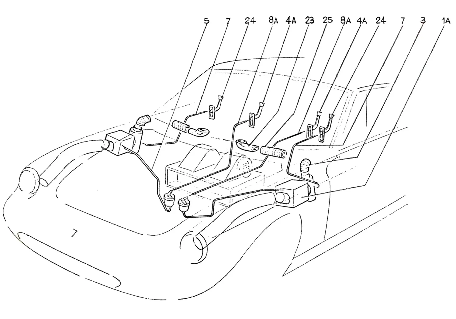 Ferrari 365 GTC Heating And Ventilation Components (Late) exploded diagram
