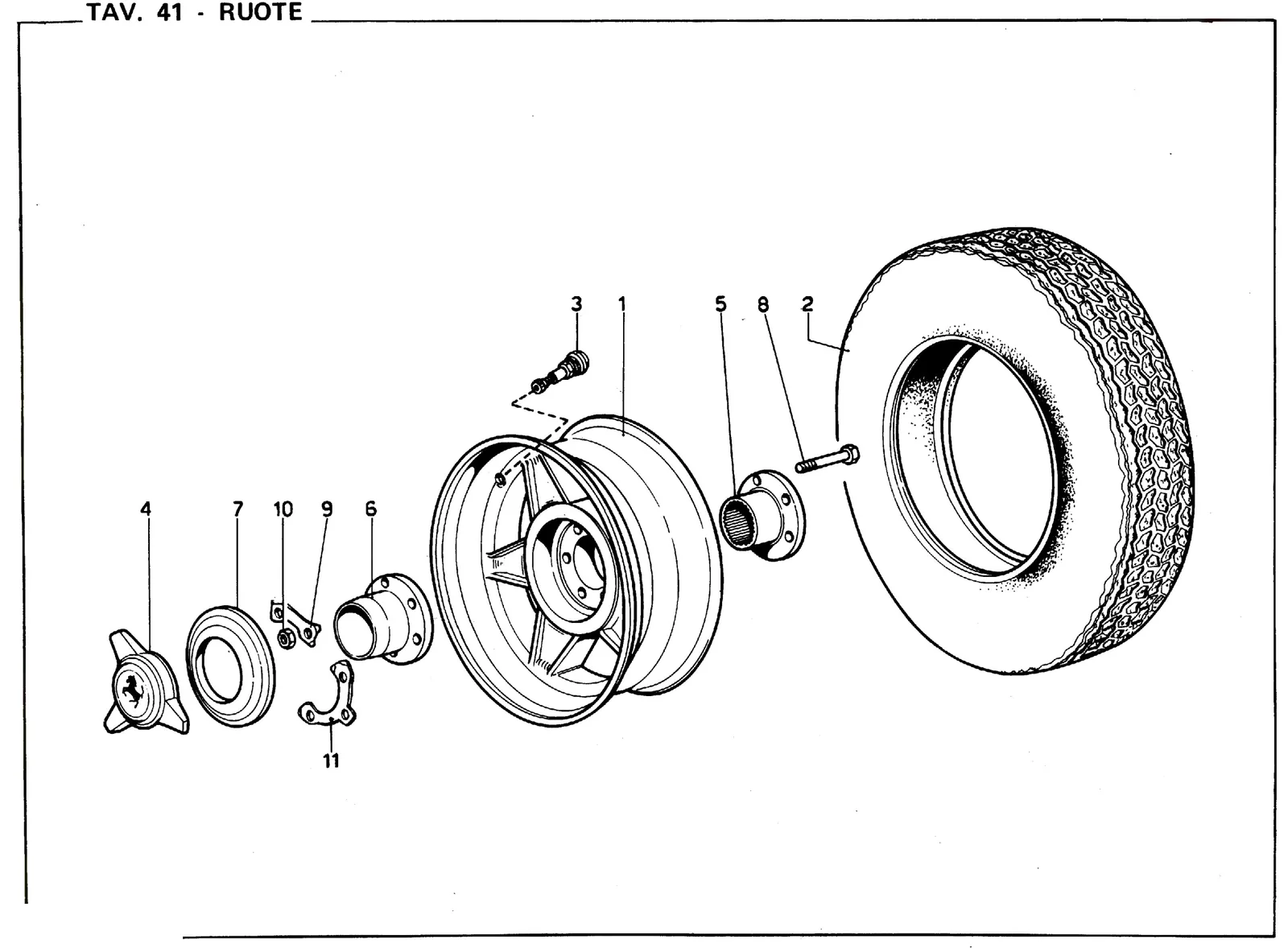 Ferrari 365 GTC4 Wheels exploded diagram