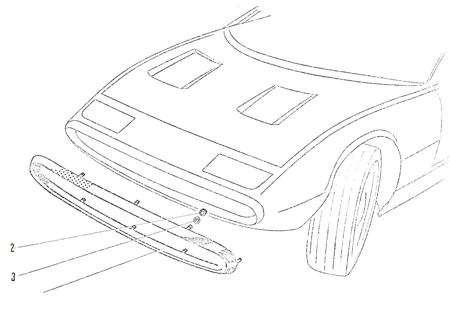 Ferrari 365 GTC4 Front Bumper exploded diagram