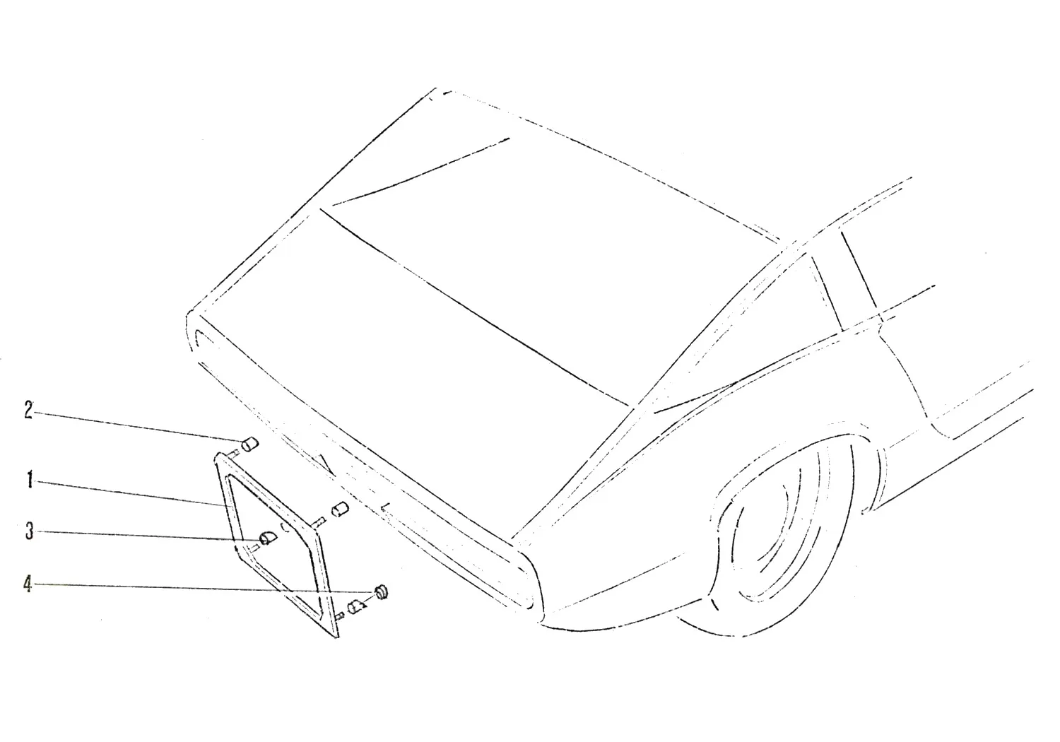 Ferrari 365 GTC4 Rear Number Plate Frame exploded diagram
