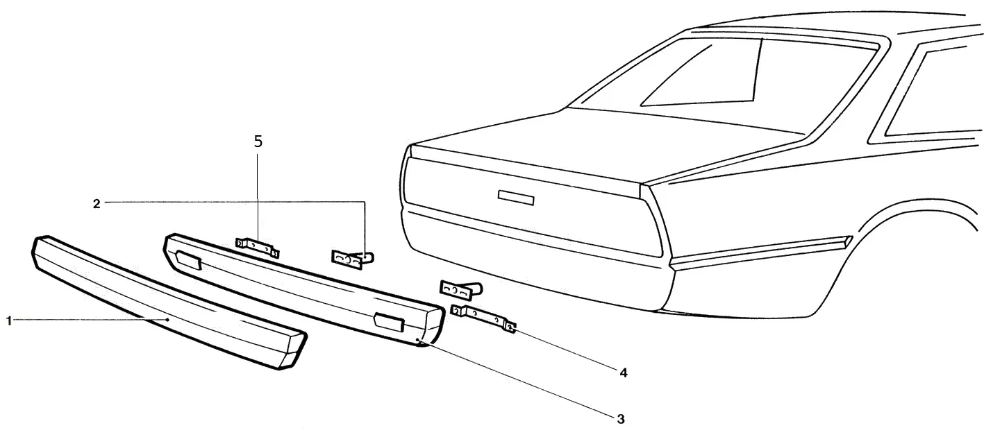 Ferrari 400 GT / 400 Auto Rear Bumper Components exploded diagram