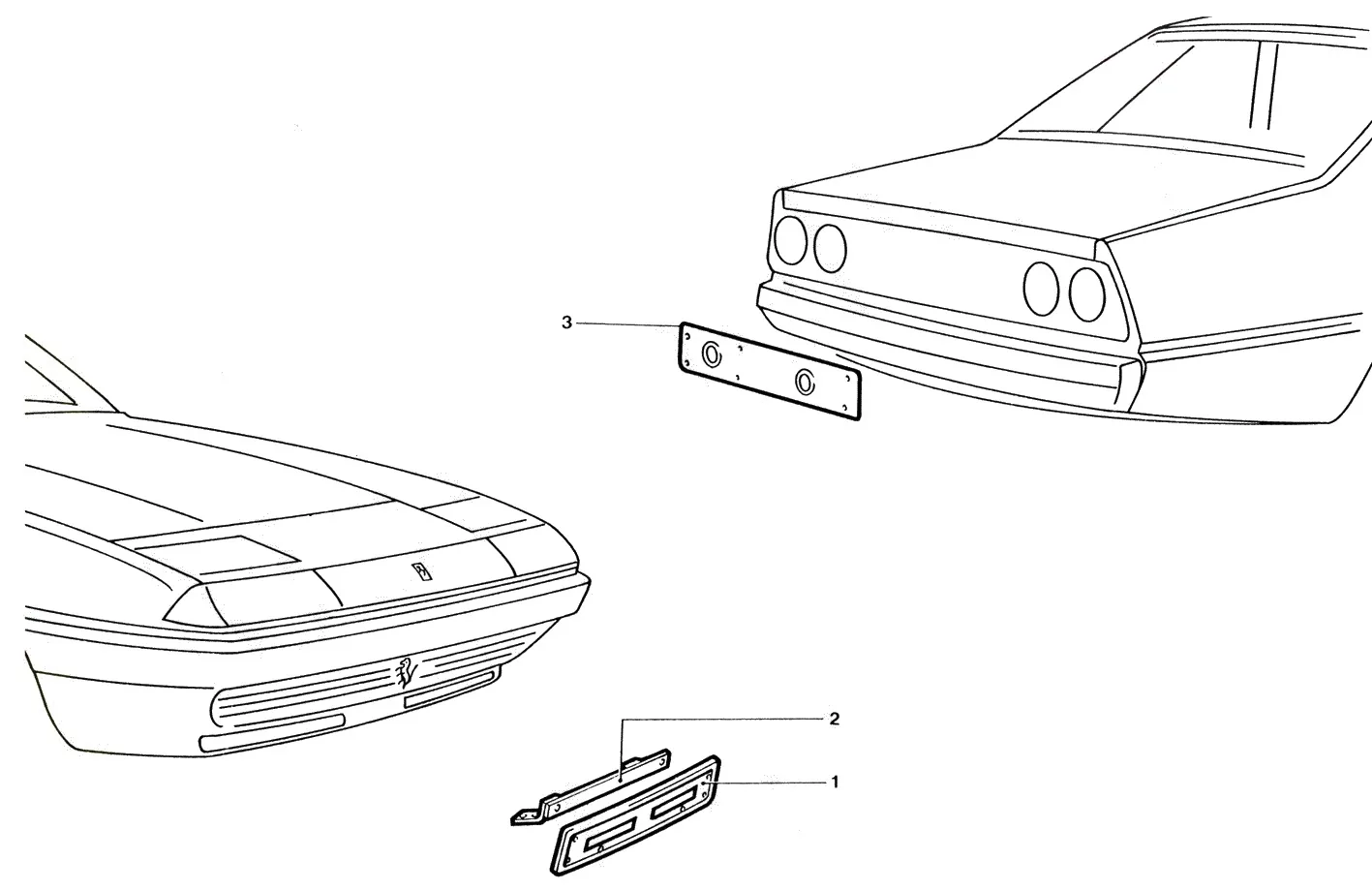 Ferrari 400 GT / 400 Auto Number Plate Frames exploded diagram