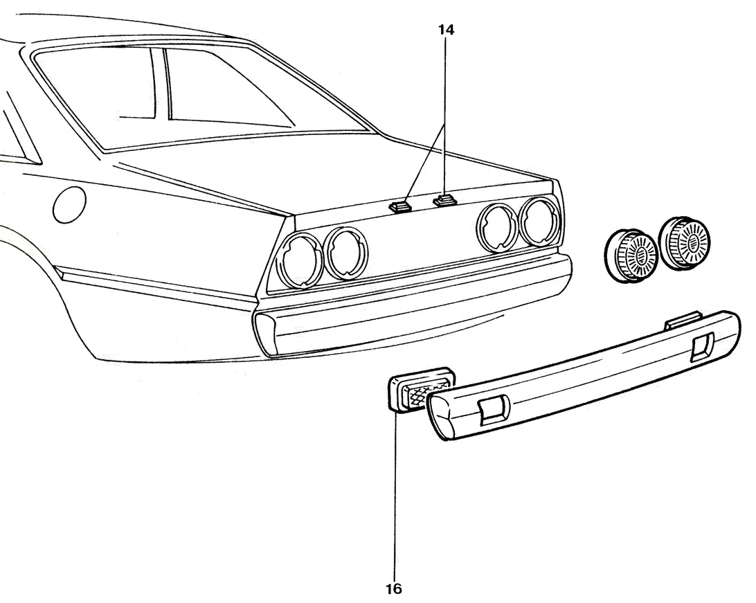 Ferrari 400 GT / 400 Auto Rear Lights exploded diagram