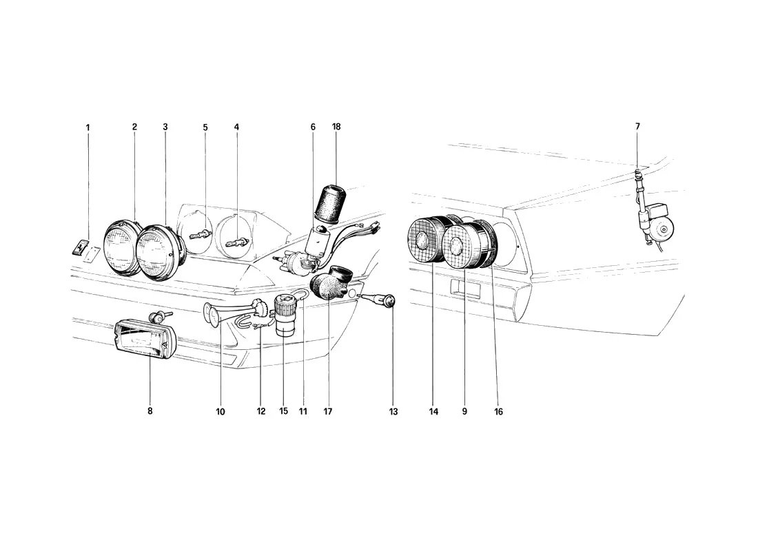 Front And Rear Lights - Horns And Aerial