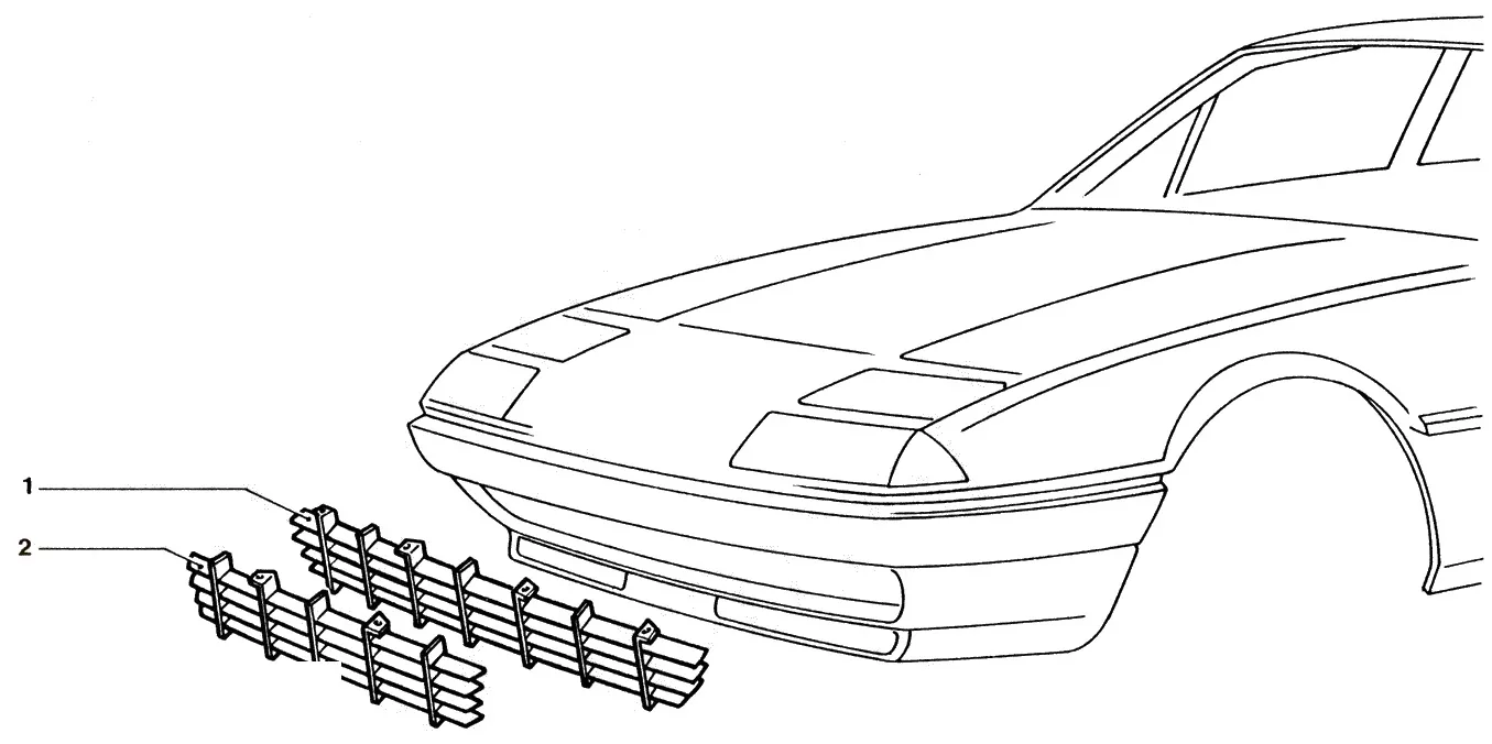 Ferrari 400i Radiator Grille Components exploded diagram