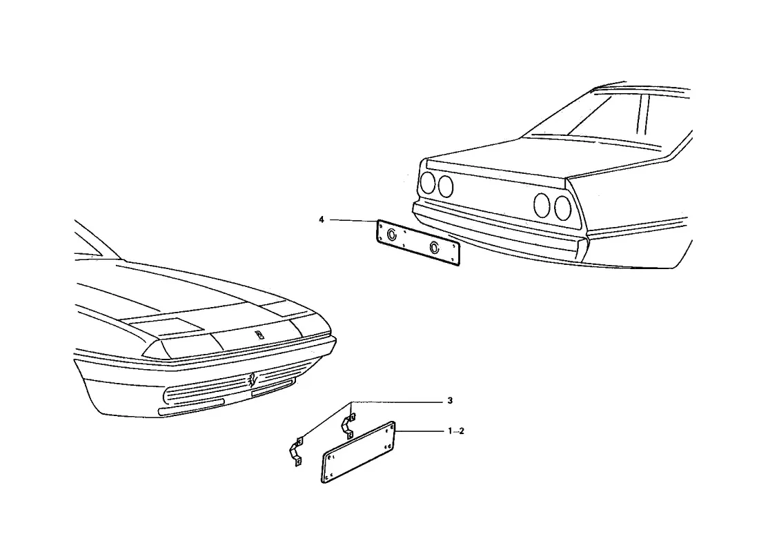 Ferrari 412 License Plate Mounting exploded diagram