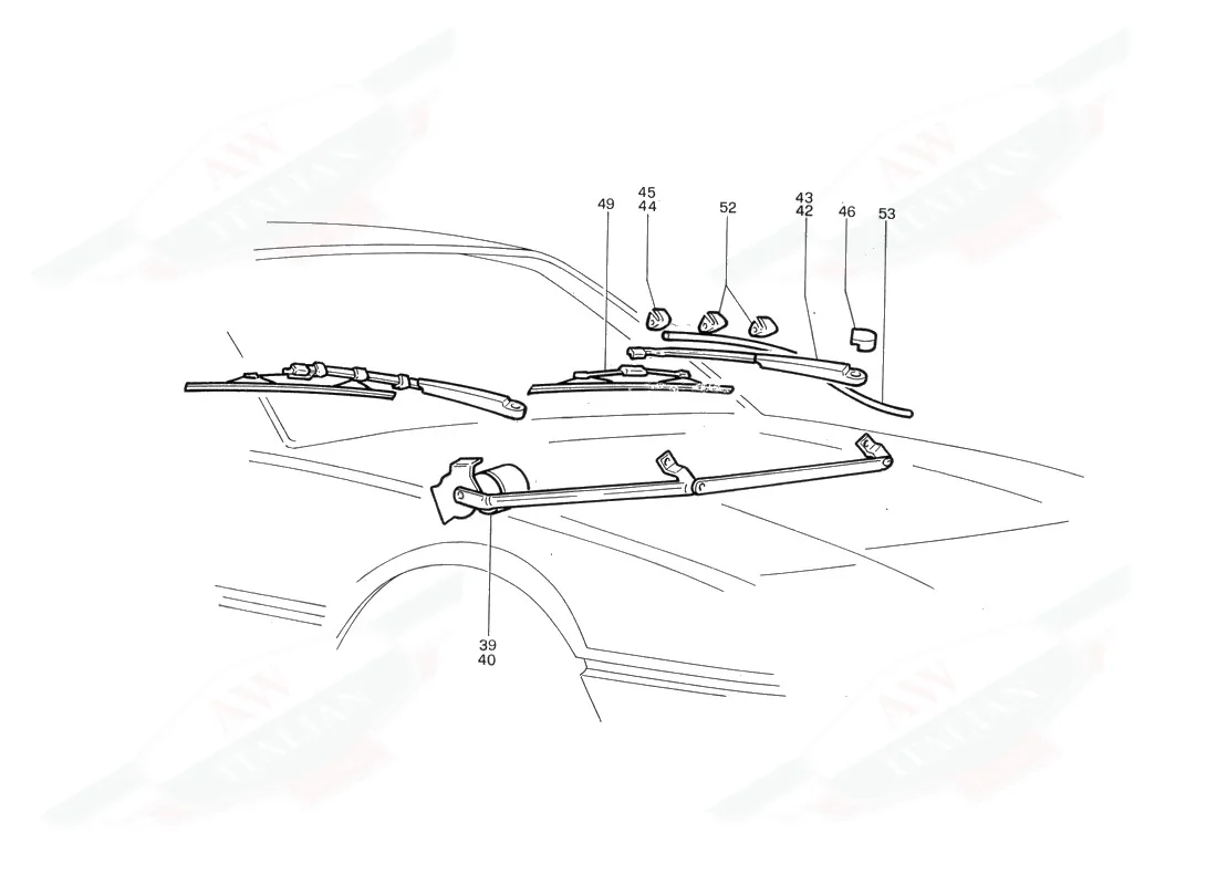 Ferrari 412 Windshield Wipers exploded diagram