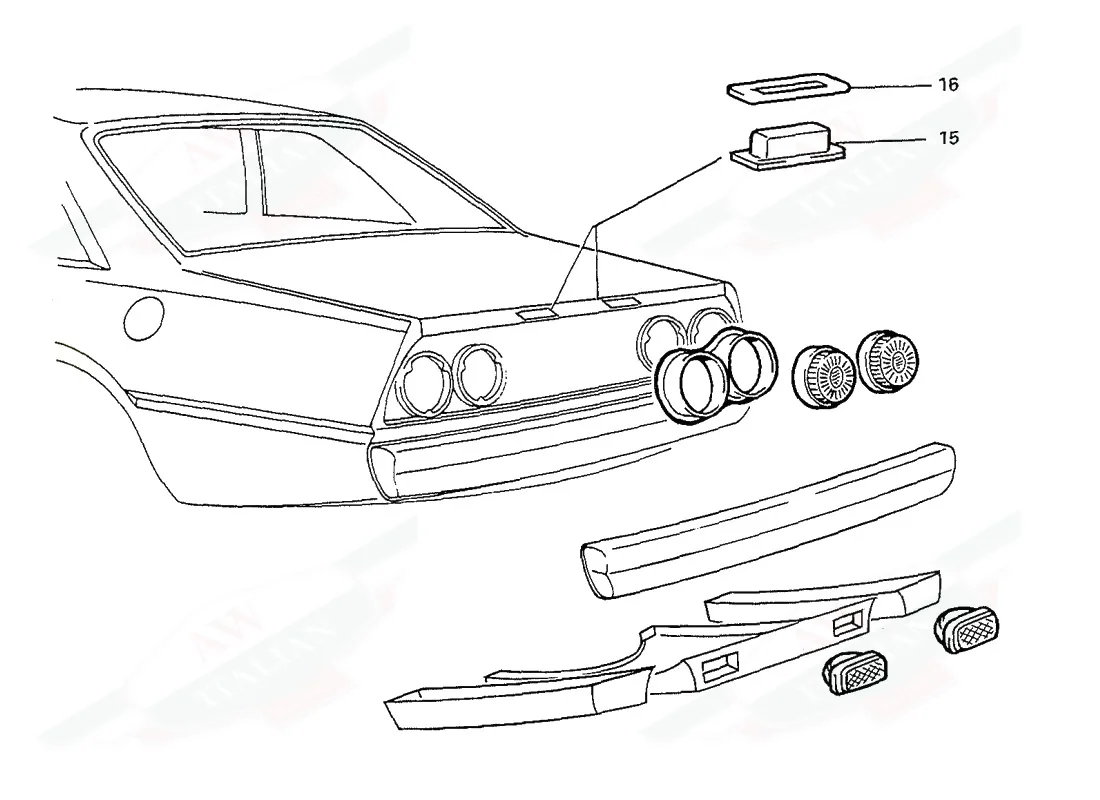 Ferrari 412 Rear Lights exploded diagram
