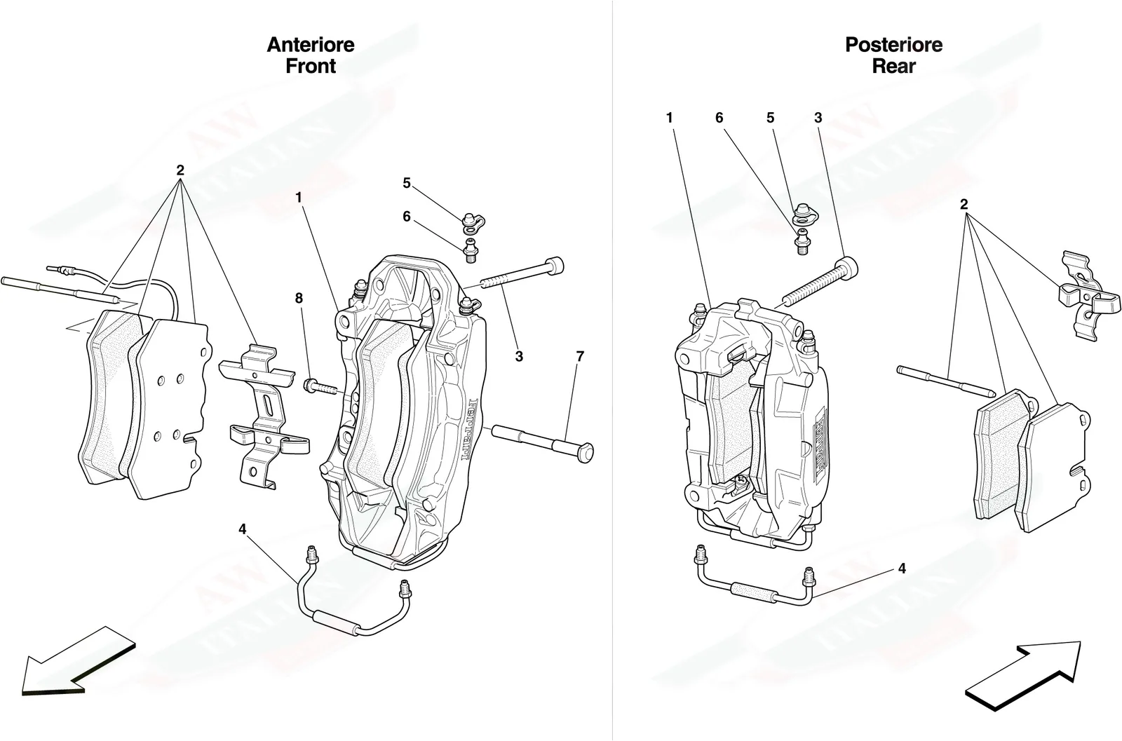 Front And Rear Brake Callipers