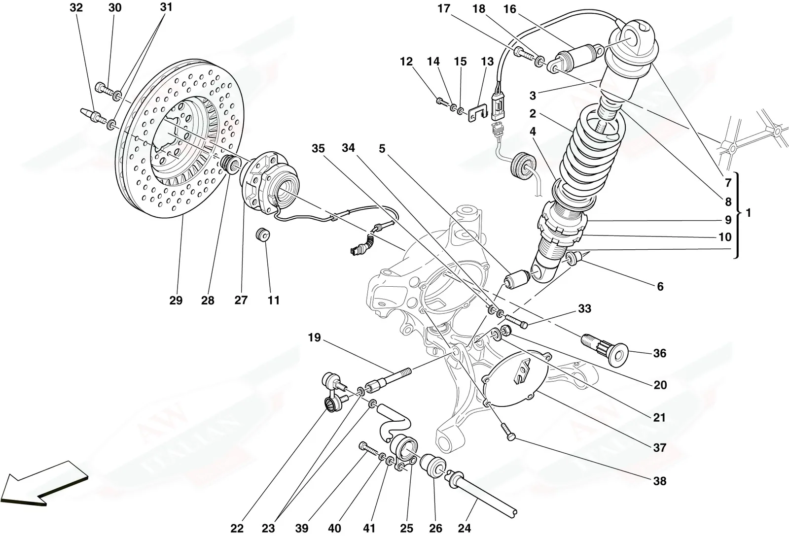 Front Suspension - Shock Absorber And Brake Disc
