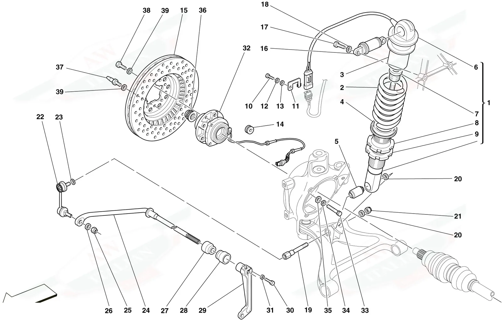 Rear Suspension - Shock Absorber And Brake Disc