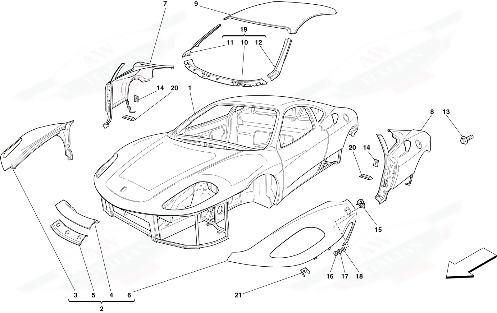 Bodyshell - Exterior Trim -Not For Spider 16M-