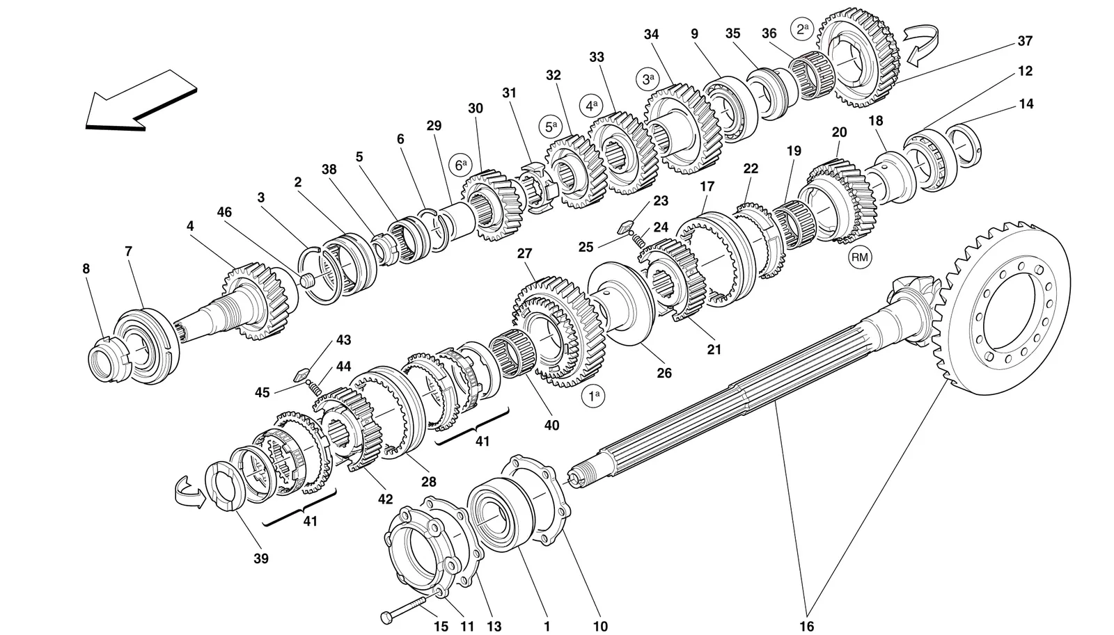 Ferrari 456 GT/GTA Lay Shaft Gears -Not For 456 Gta- exploded diagram