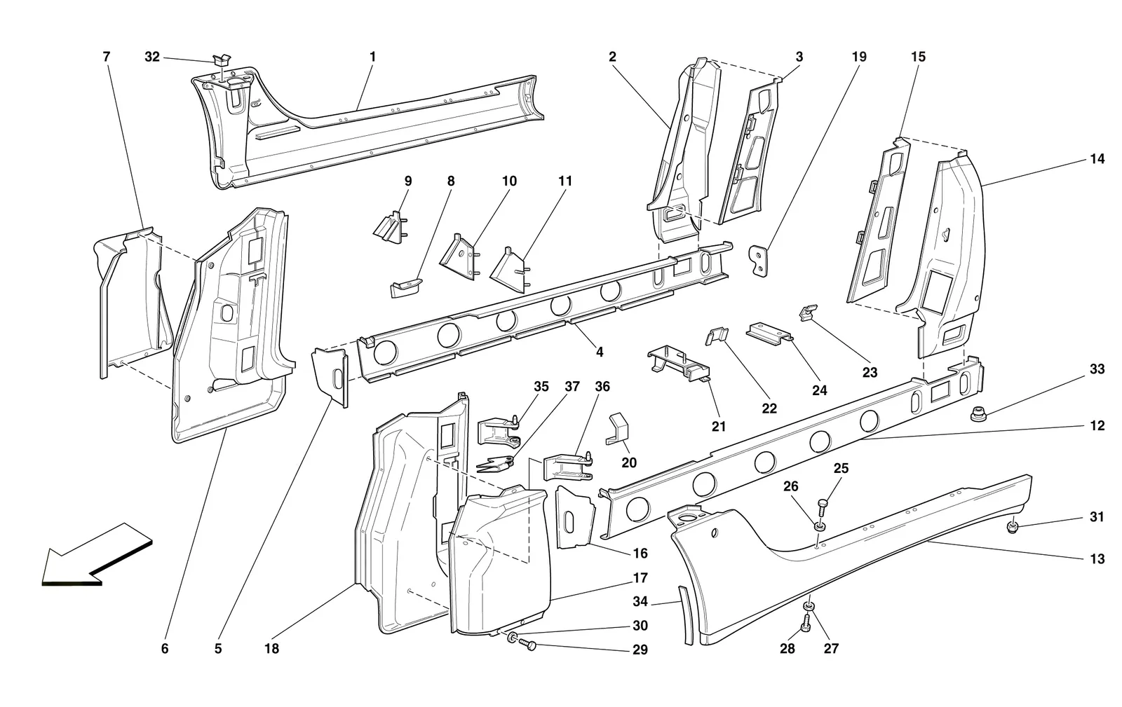 Ferrari 456 GT/GTA Central Structures And Components exploded diagram