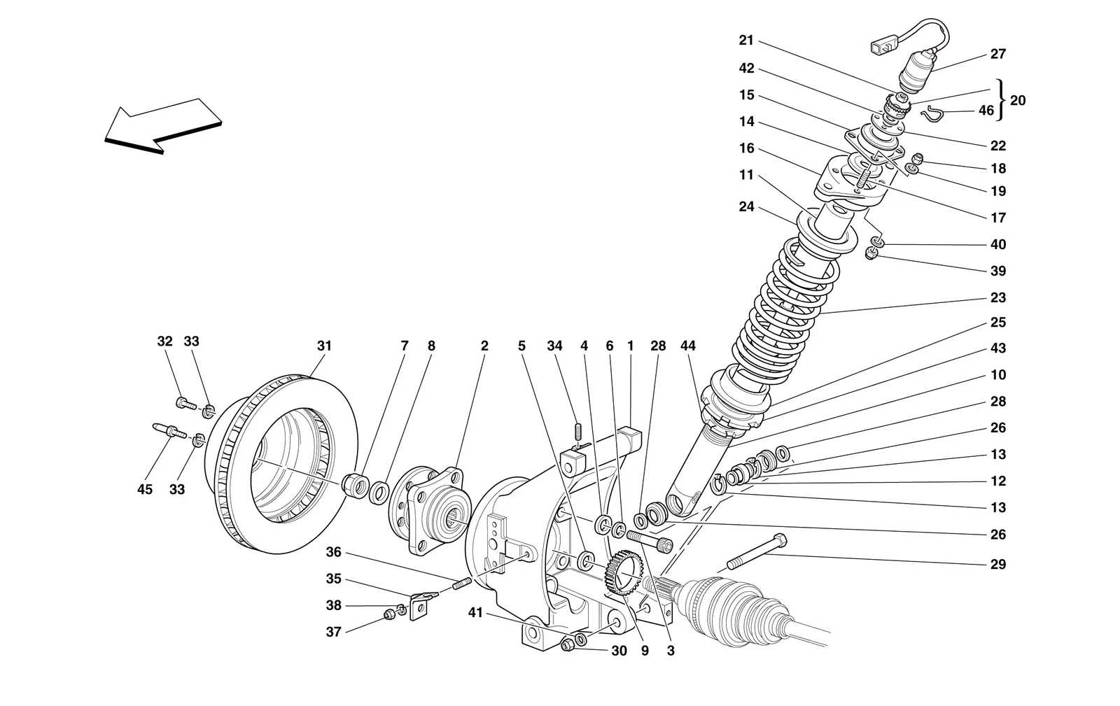 Rear Suspension - Shock Absorber And Brake Disc