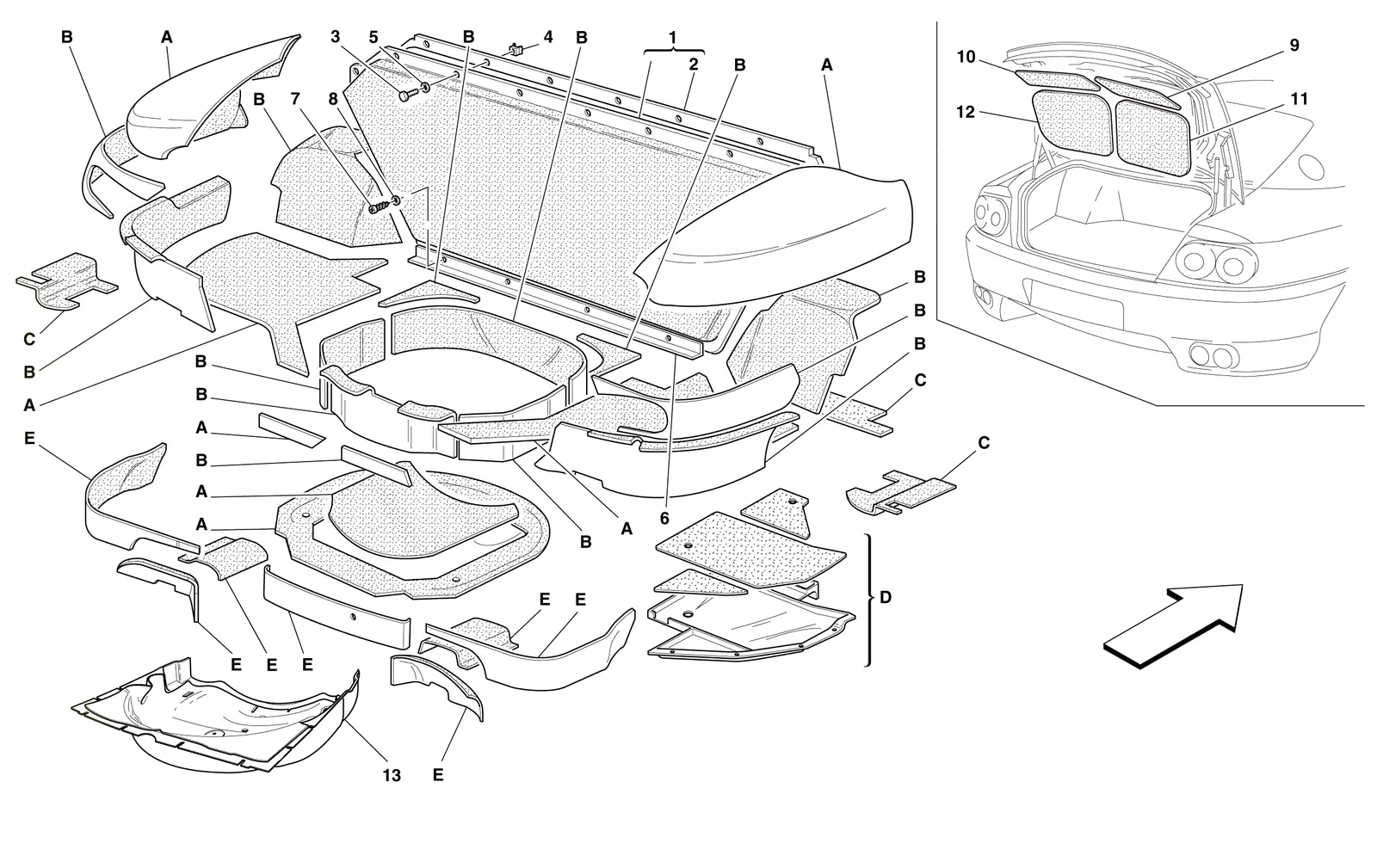 Trunk Hood Insulations -Not For 456M Gta-
