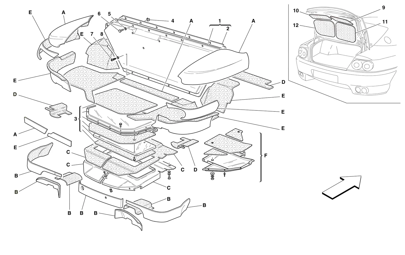 Trunk Hood Insulations -Valid For 456M Gta-