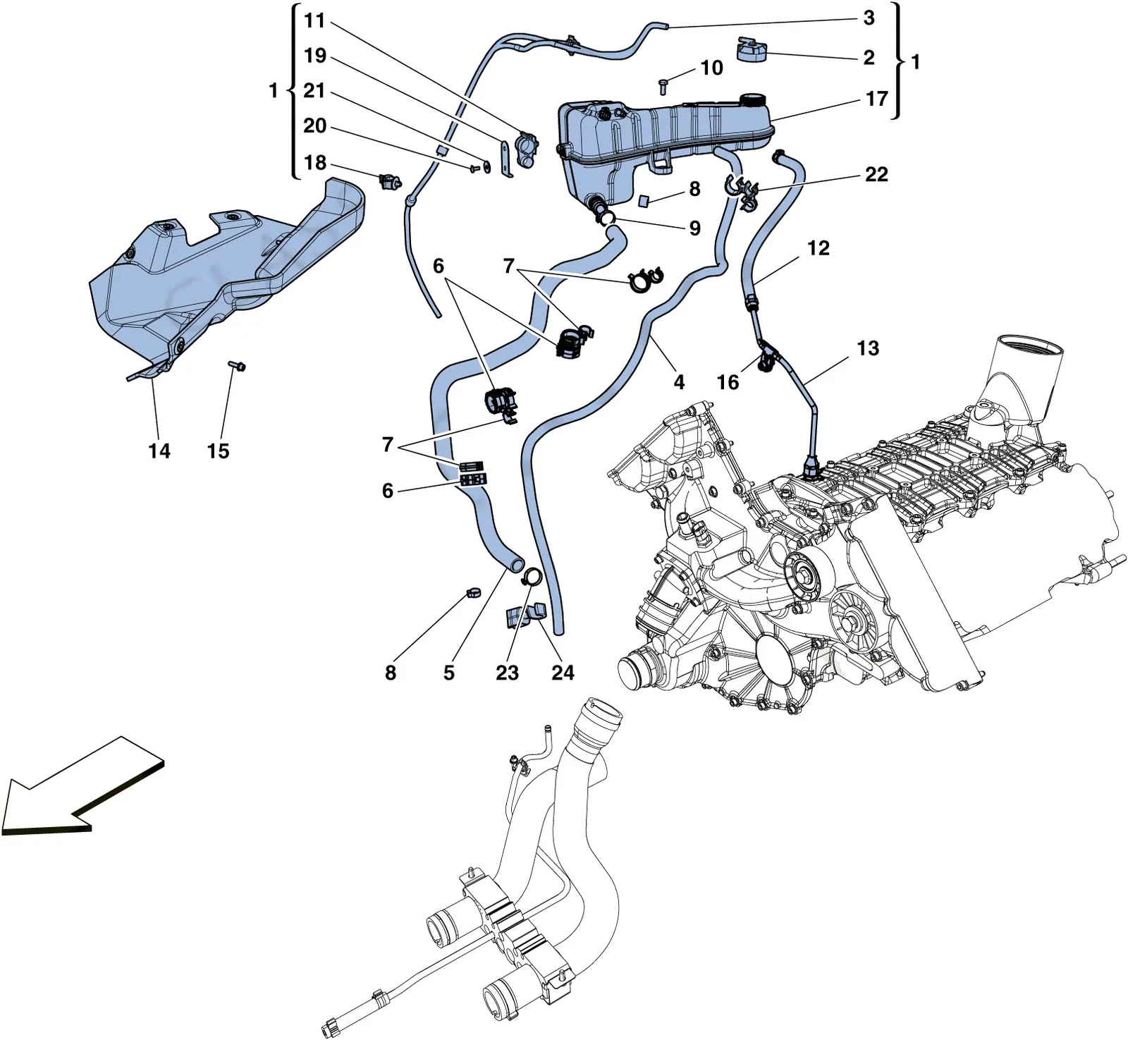 Cooling - Header Tank And Pipes
