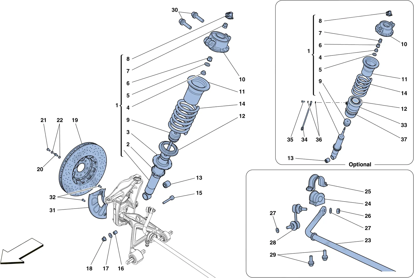 Front Suspension - Shock Absorber And Brake Disc