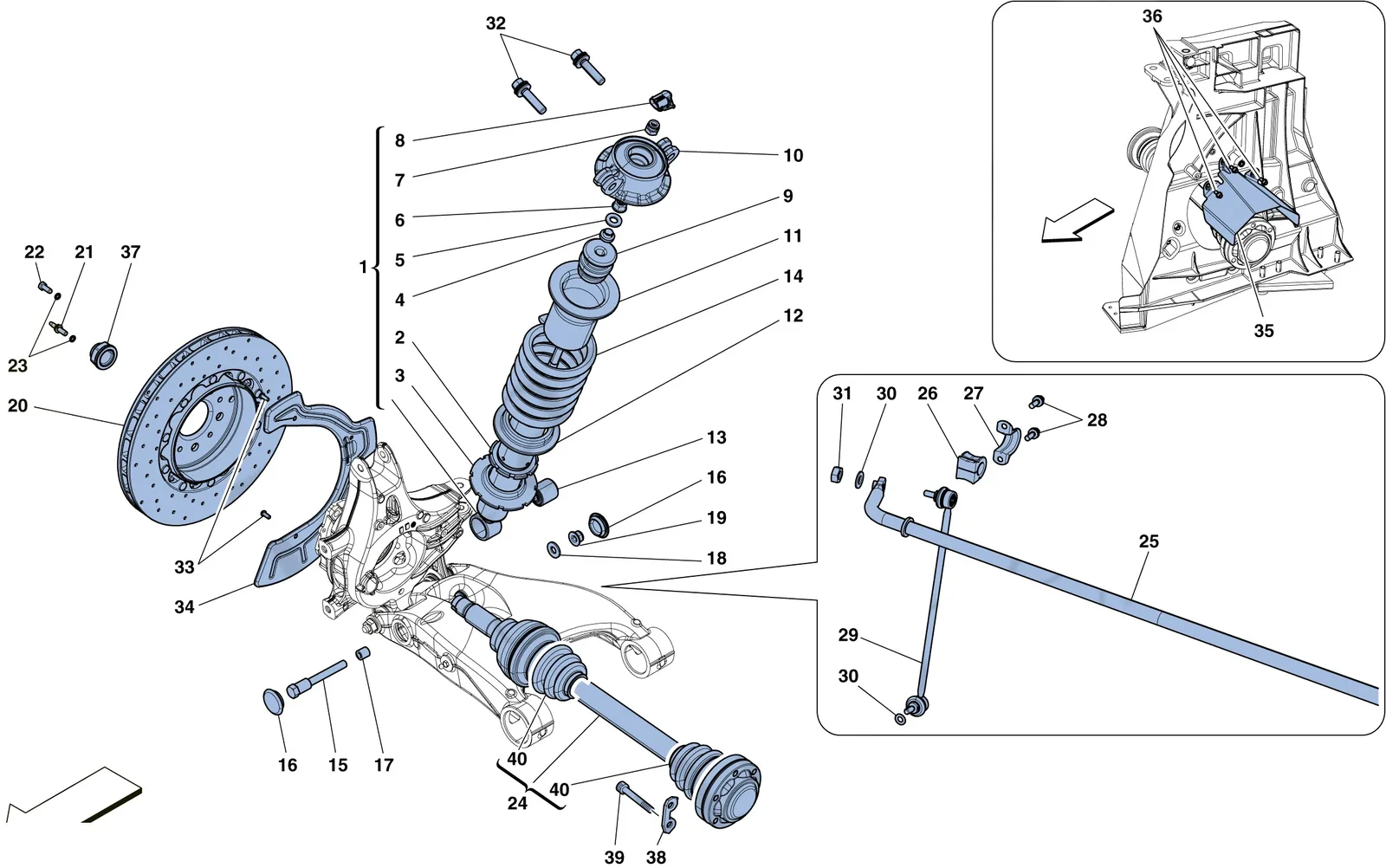 Rear Suspension - Shock Absorber And Brake Disc