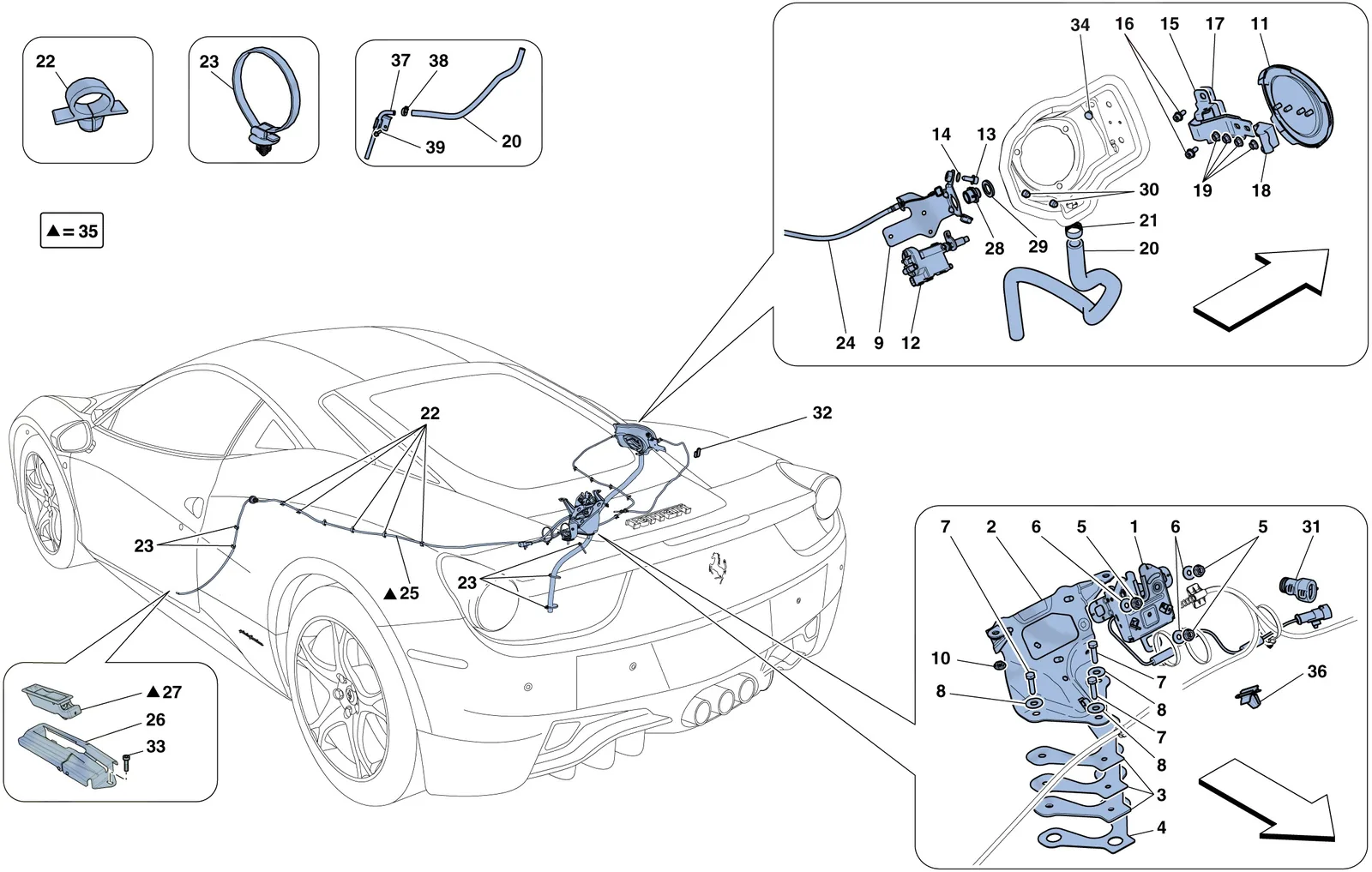 Engine Compartment Lid And Fuel Filler Flap Opening Mechanisms
