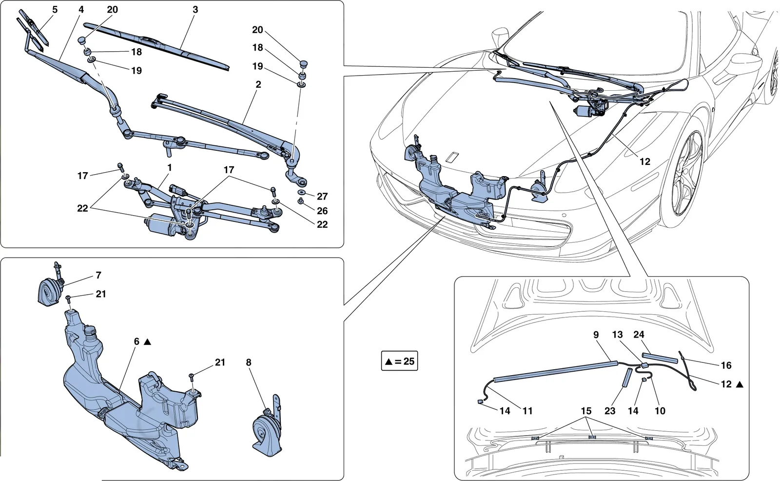 Windscreen Wiper, Windscreen Washer And Horns