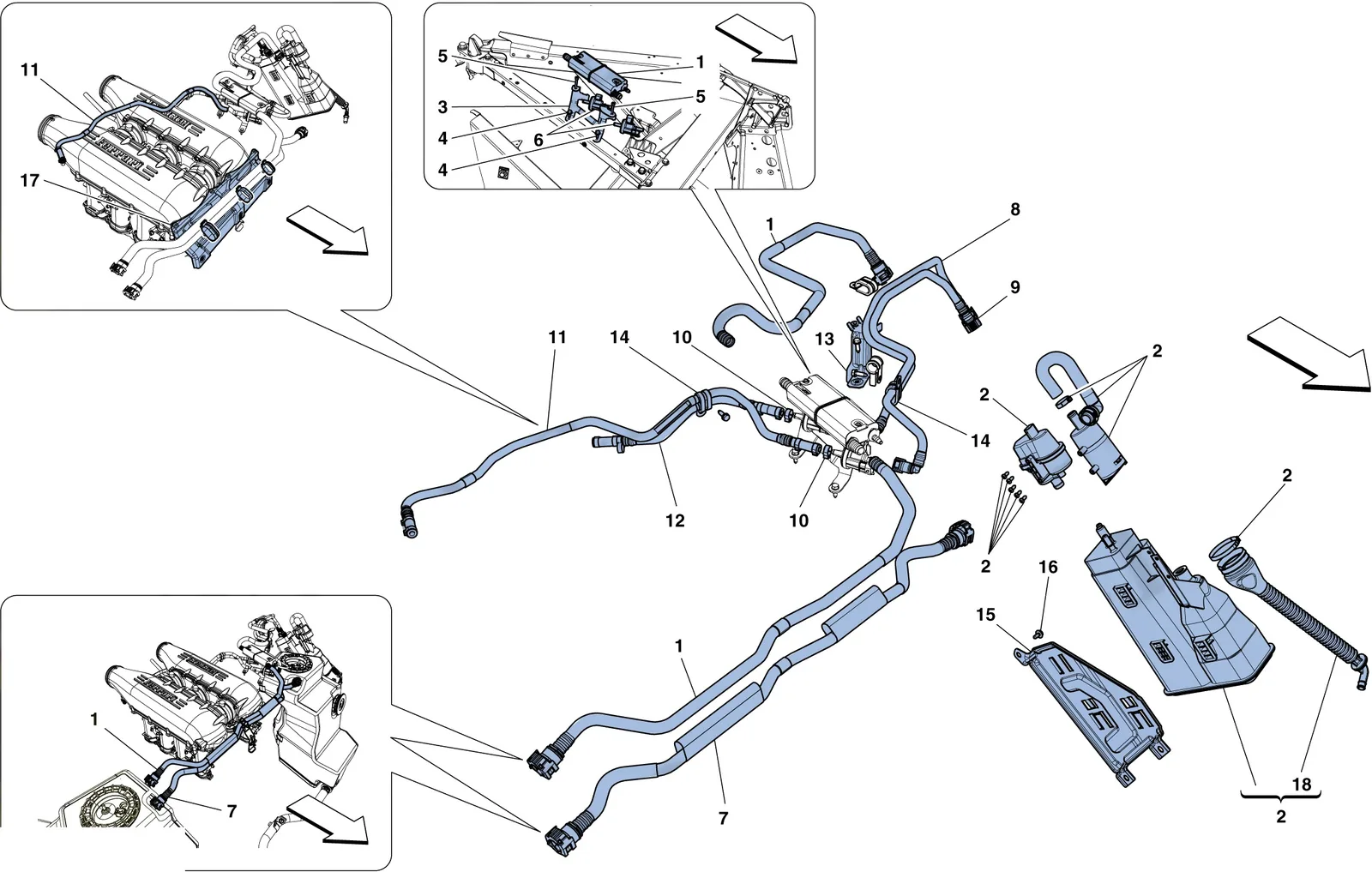 Ferrari 458 Speciale Aperta (Convertible) Evaporative Emissions Control System exploded diagram