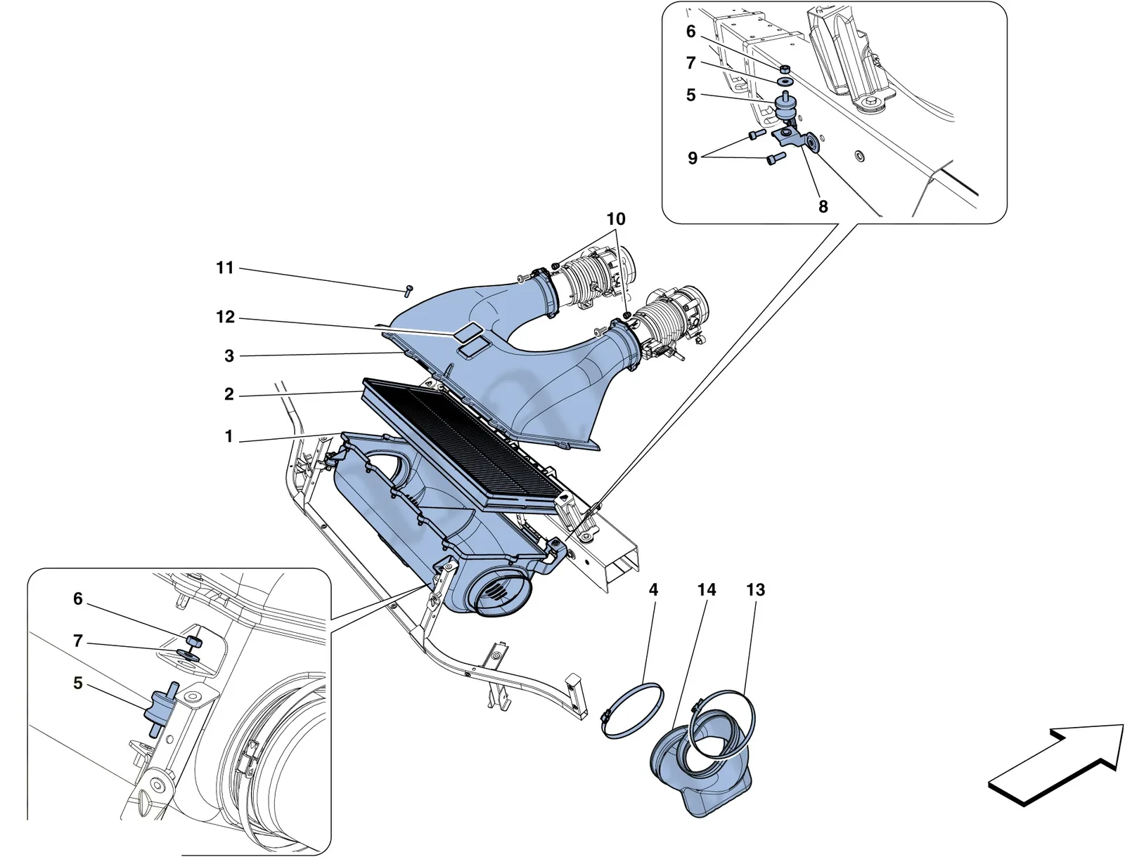 Ferrari 458 Speciale Aperta (Convertible) Air Intake exploded diagram