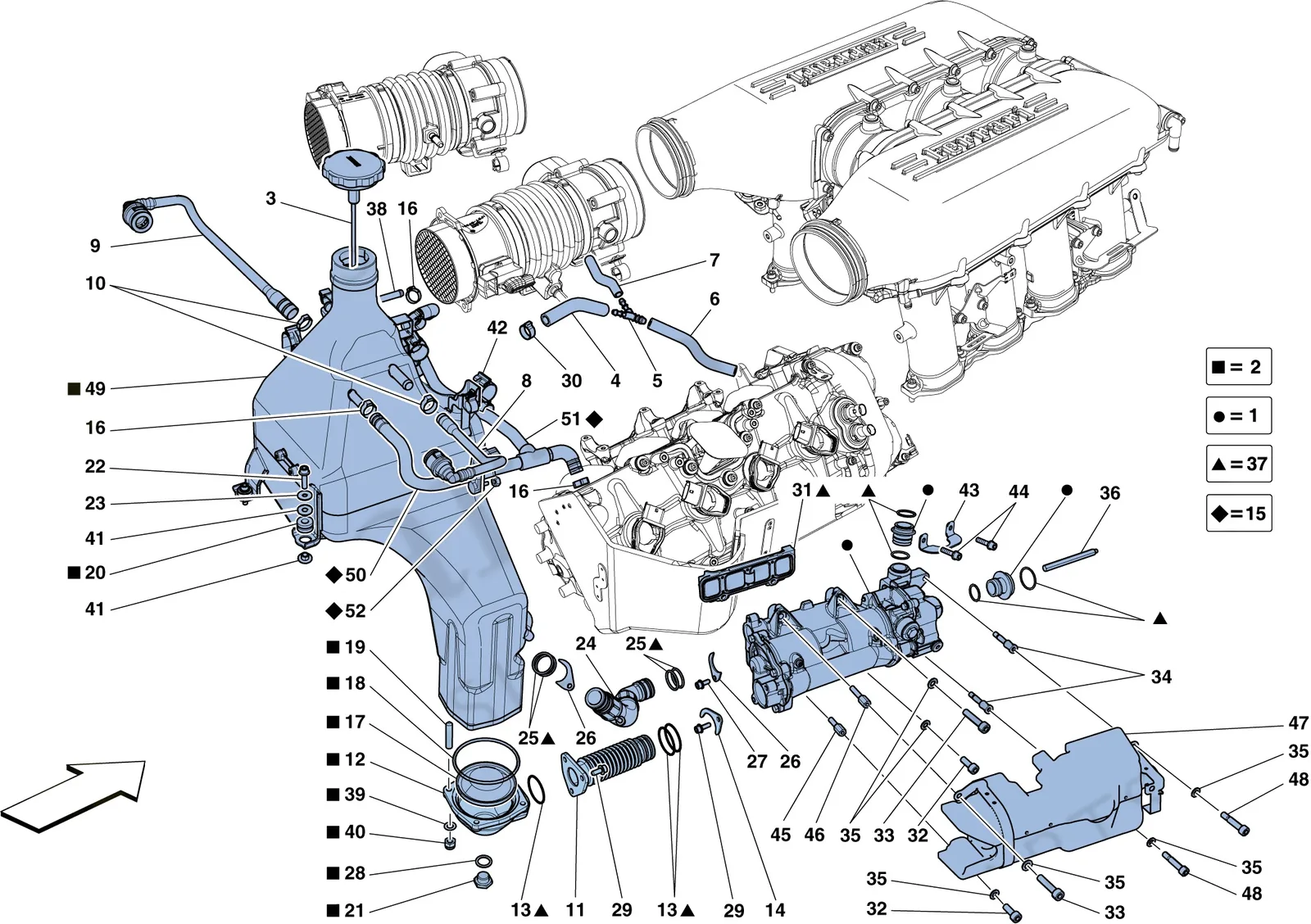 Ferrari 458 Speciale Aperta (Convertible) Lubrication System: Tank, Pump And Filter exploded diagram