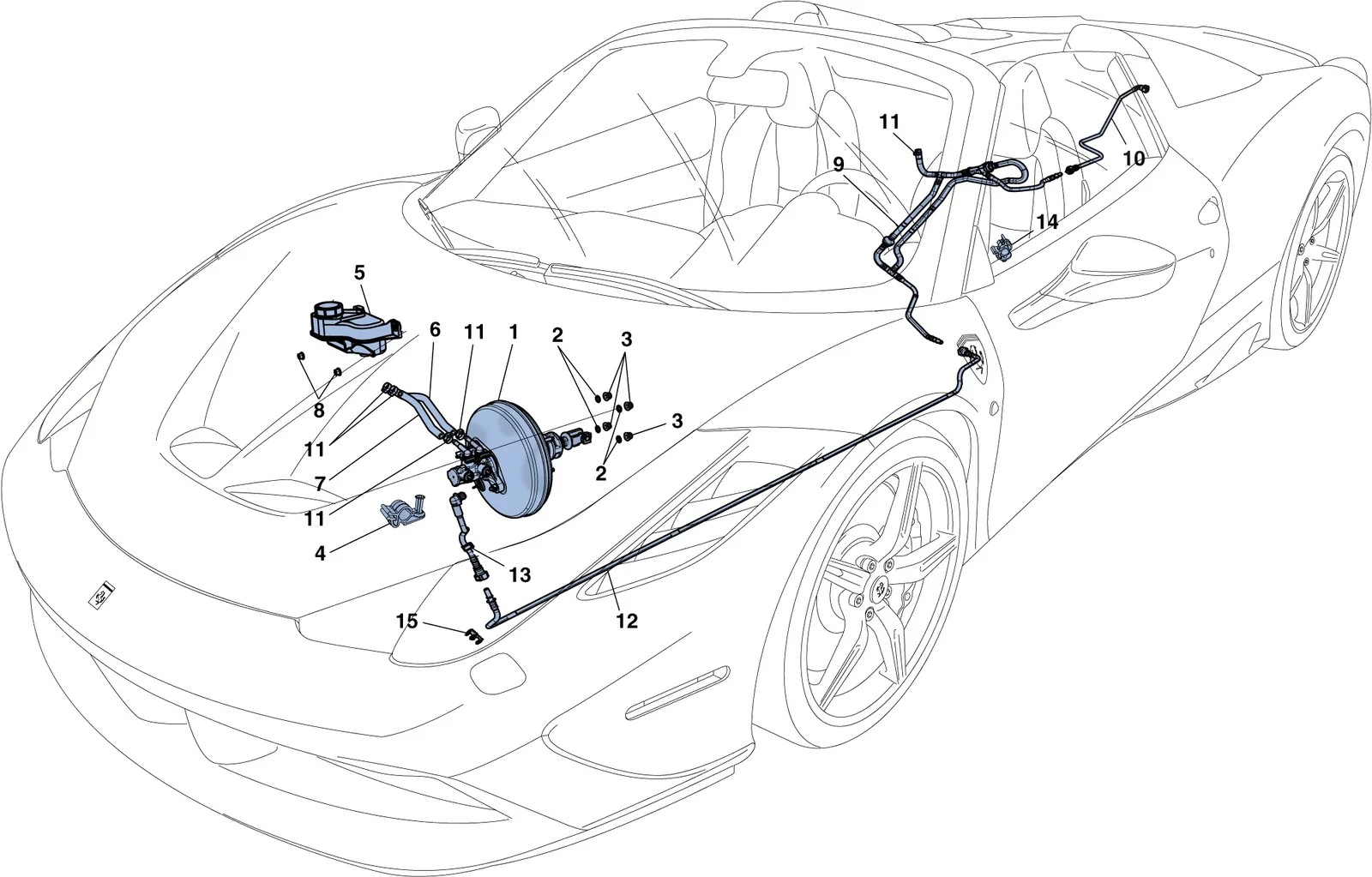 Ferrari 458 Speciale Aperta (Convertible) Servobrake System exploded diagram