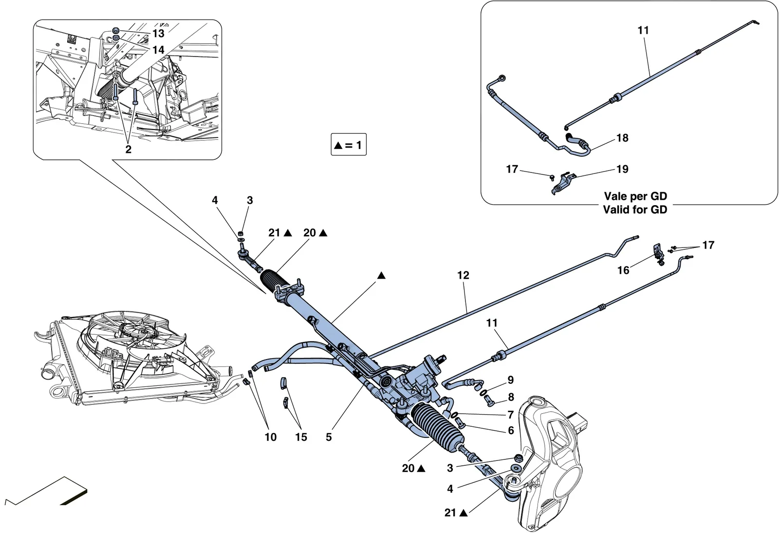 Ferrari 458 Speciale Aperta (Convertible) Hydraulic Power Steering Box exploded diagram