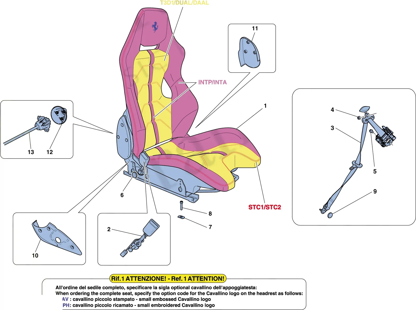 Ferrari 458 Speciale Aperta (Convertible) Racing Seat exploded diagram