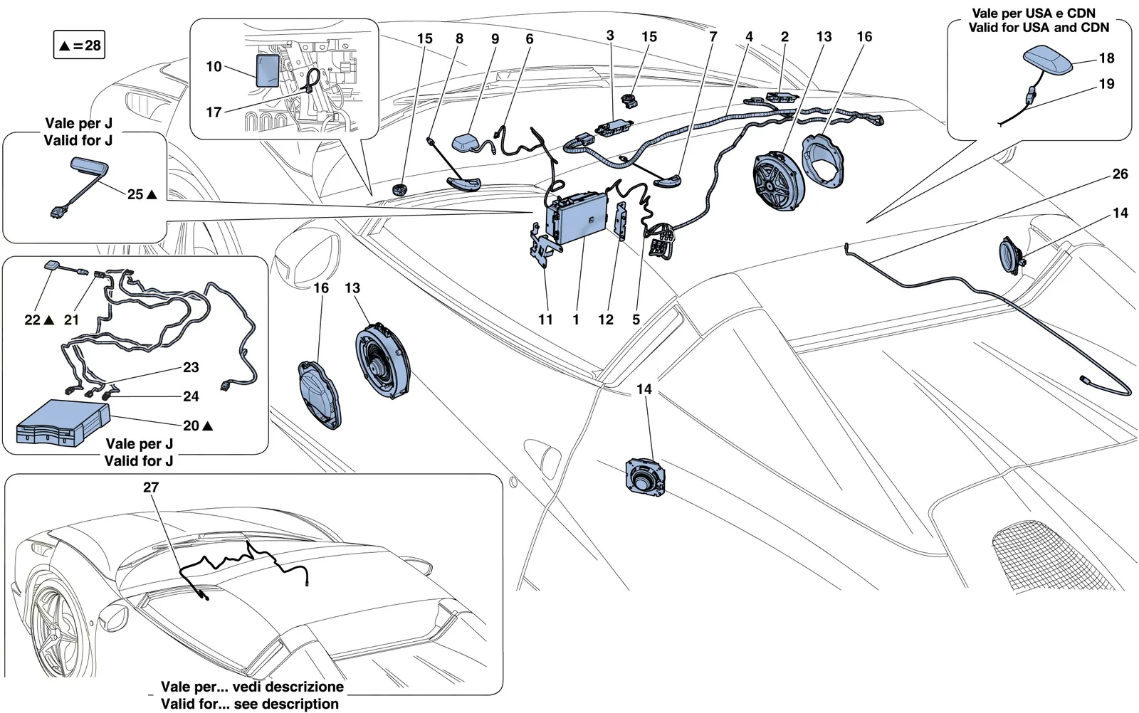Ferrari 458 Speciale Aperta (Convertible) Hi-Fi System exploded diagram