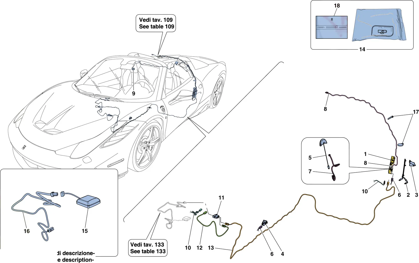 Ferrari 458 Speciale Aperta (Convertible) Telemetry exploded diagram