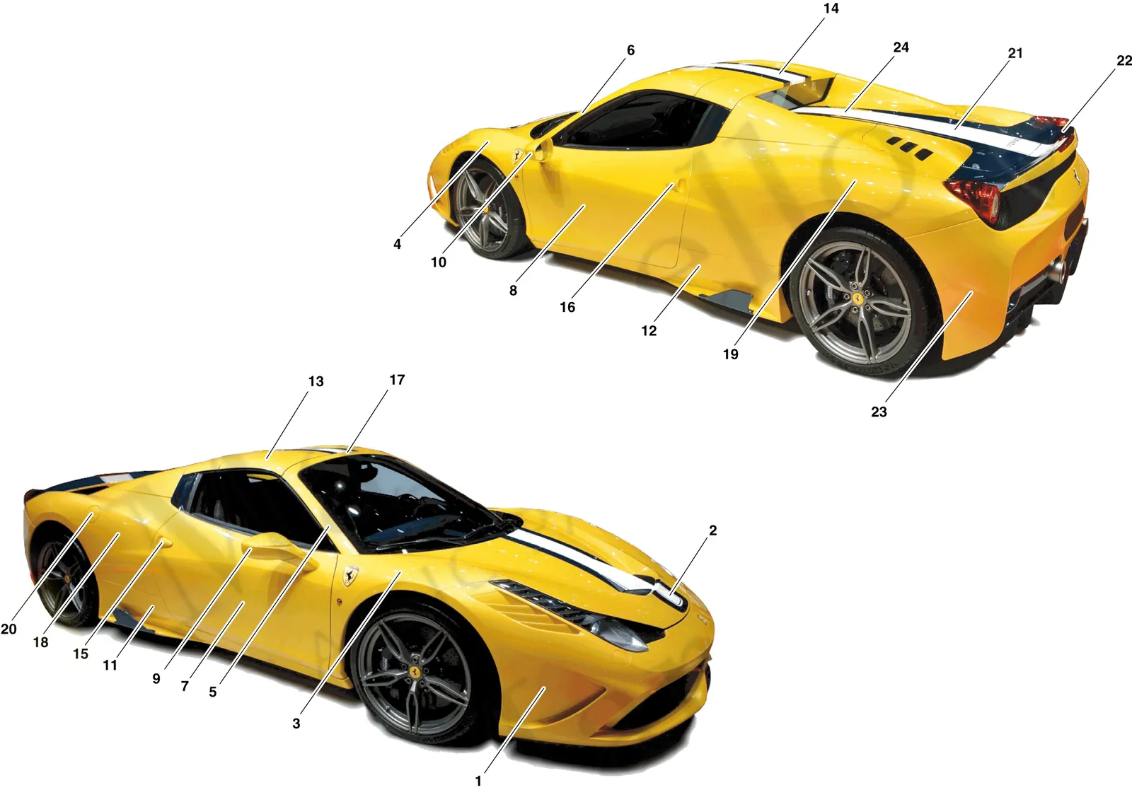 Ferrari 458 Speciale Aperta (Convertible) Painting -Applicable For S.T. Schedule Only- exploded diagram