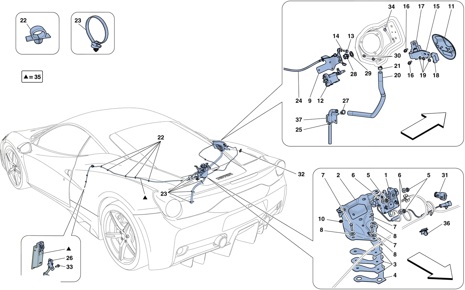 Engine Compartment Lid And Fuel Filler Flap Opening Mechanisms