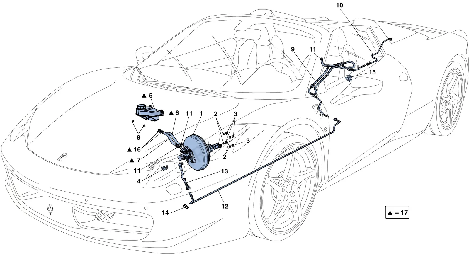 Ferrari 458 Spider Power Steering System exploded diagram