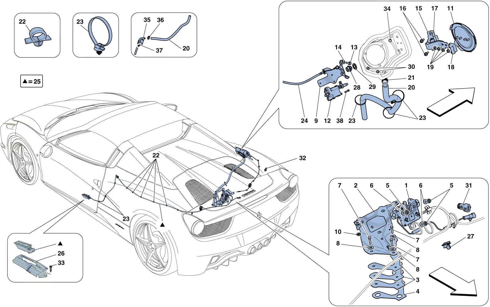 Engine Compartment Lid And Fuel Filler Flap Opening Mechanisms