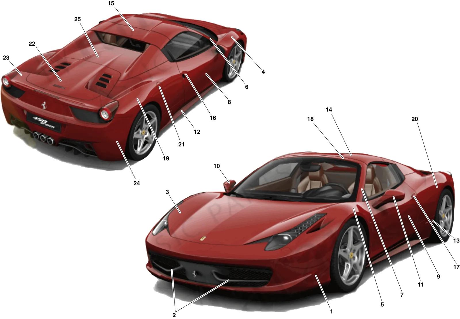 Ferrari 458 Spider Painting -Applicable For S.T. Schedule Only- exploded diagram