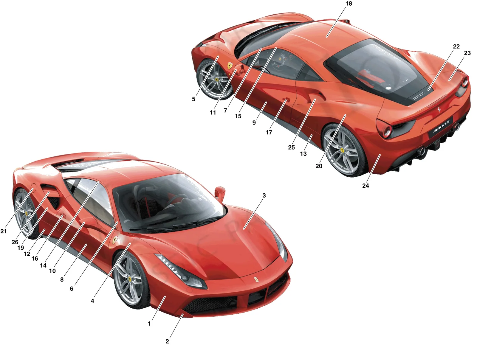 Ferrari 488 GTB PAINTING -Applicable for S.T. Schedule only- exploded diagram