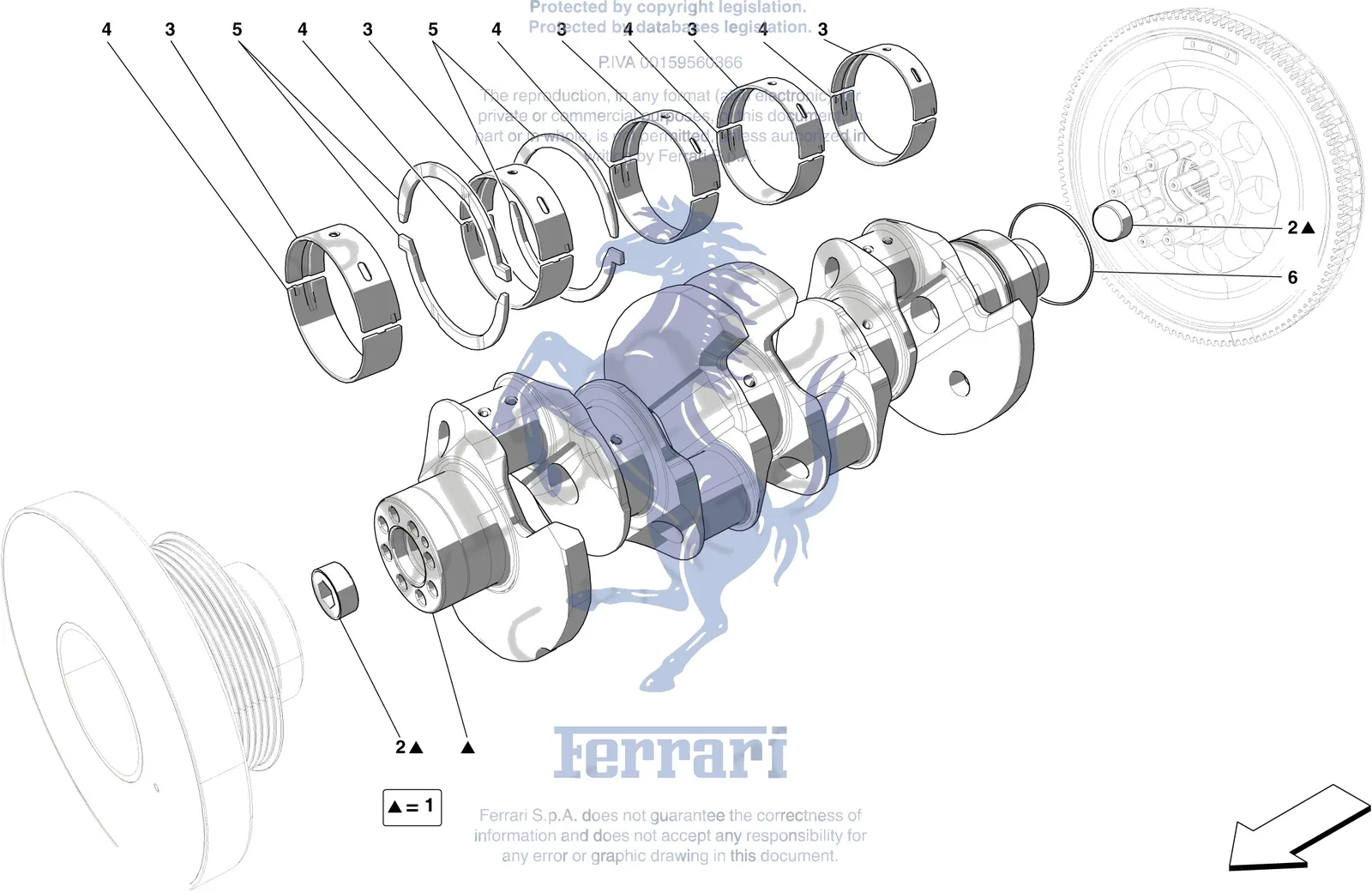 Ferrari 488 Pista Spider Crankshaft exploded diagram